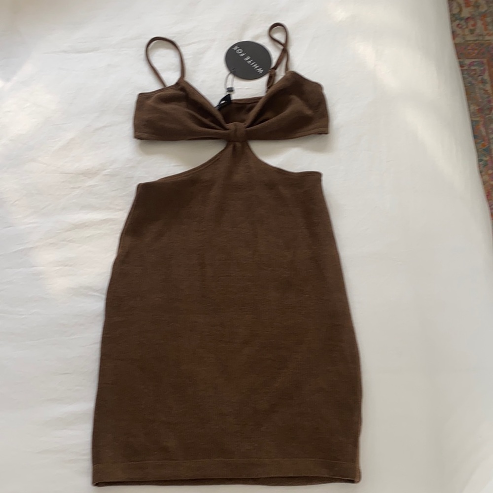 White fox chocolate brown dress